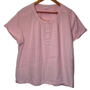 Light Pink GAP Short-Sleeved Roll Cuff Blouse Women's‎ XXL Partial Button-Down